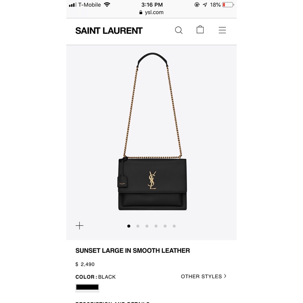 YSL Sunset Large In Smooth Leather - Picture 6 of 6